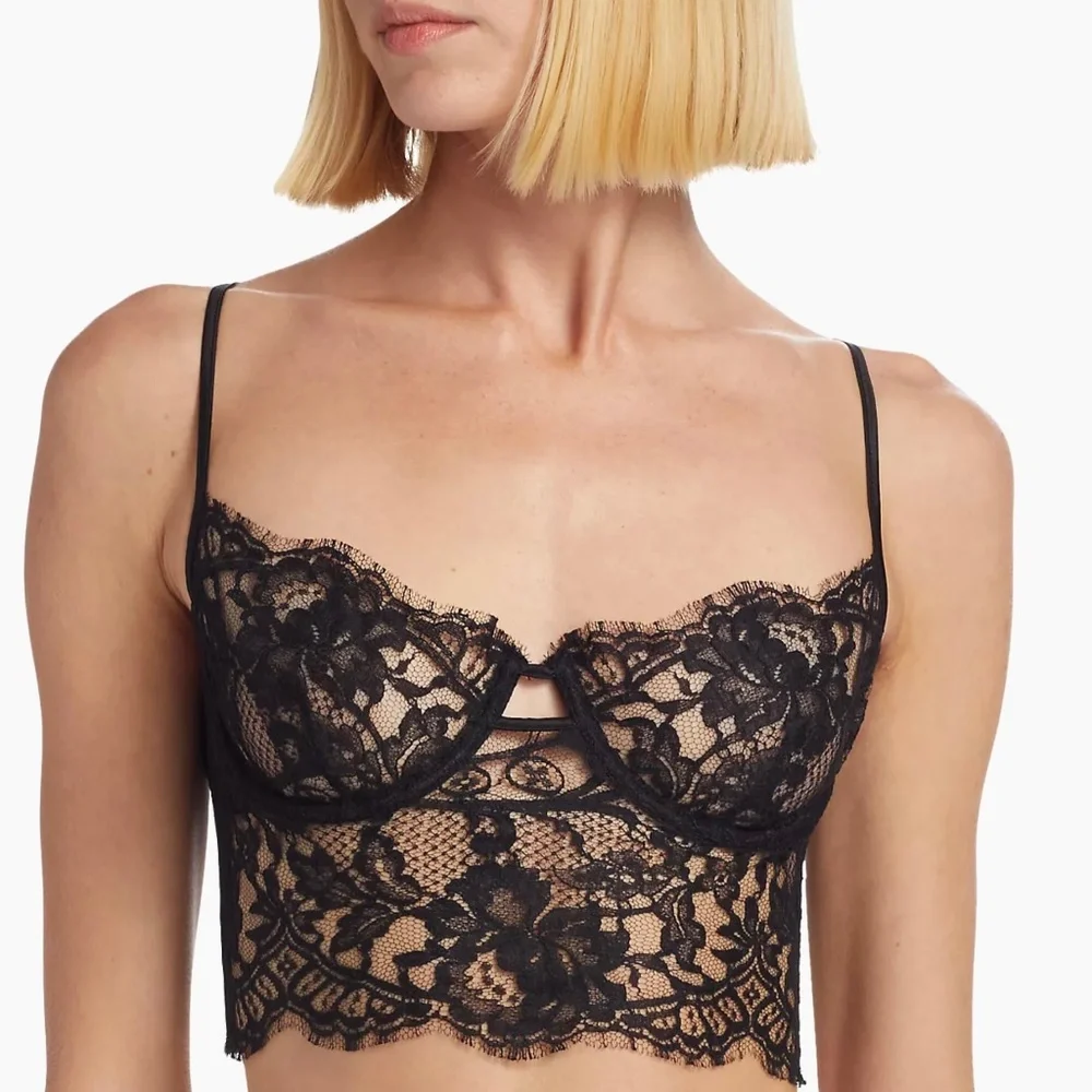 Black Kiki de Montparnasse Black Lace Longline Bra Sz M & Camille G-String